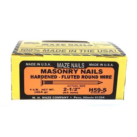 MAZE NAILS Maze 2.5 in. Masonry Heat Treated Carbon Steel Nail Flat Head 1 lb H59S112